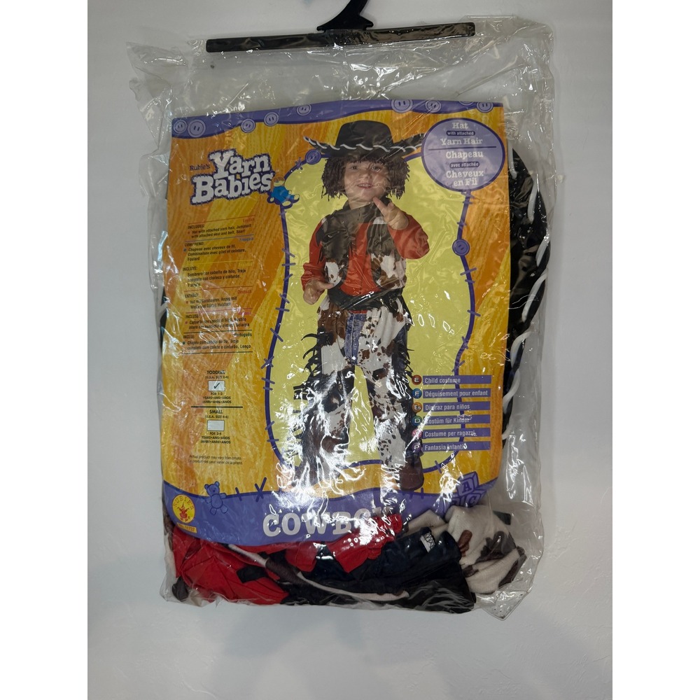 Rubies Yarn Babies Cowboy Costume Toddler Size 2-4 Hat with Yarn Hair 10757